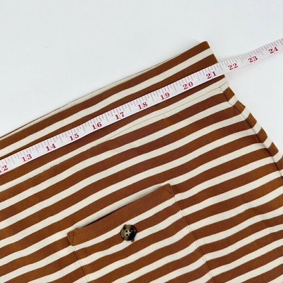 J. Crew Knit Mini Skirt Stripe Natural Gigi Pockets Cotton NWT Size 2X - Picture 8 of 9